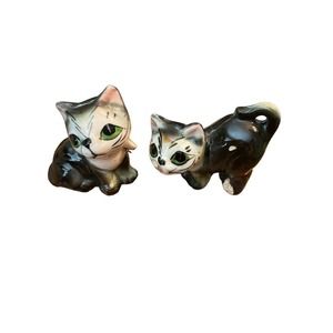 (2) Vintage Porcelain Black and White Cats...ornaments?